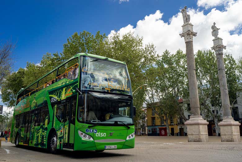 Ride the panoramic sightseeing bus through Seville